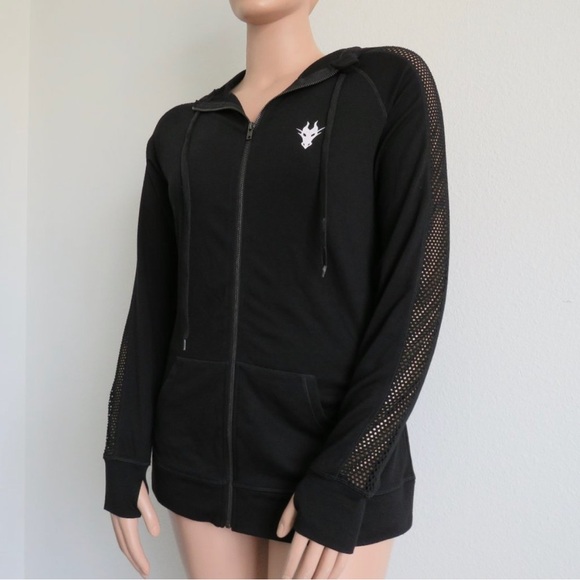 'TORRID Disney Sleeping Beauty Maleficent Black Mesh Shoulder Active Zip Hoodie - Picture 8 of 8